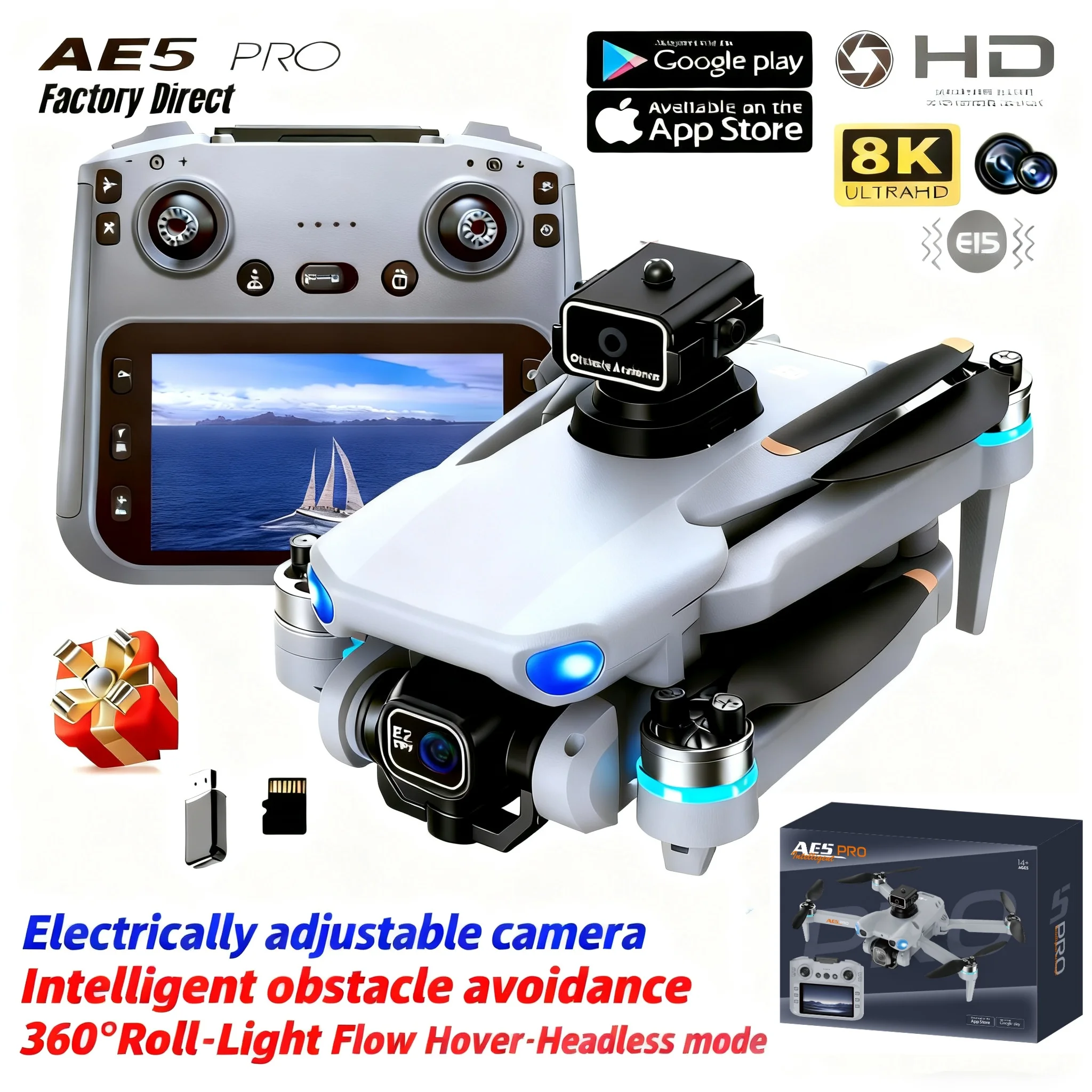 Drone Multispectral - Dron AE5 Pro 8K HD, ekran